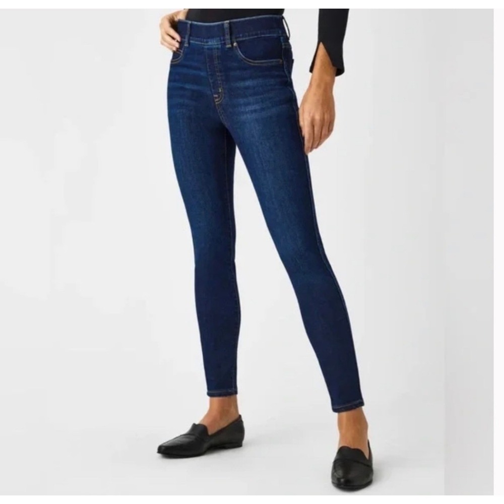 Spanx Skinny‎ Ankle Jeans Dark Indigo Pull On High Rise Denim 20342Q S Small
